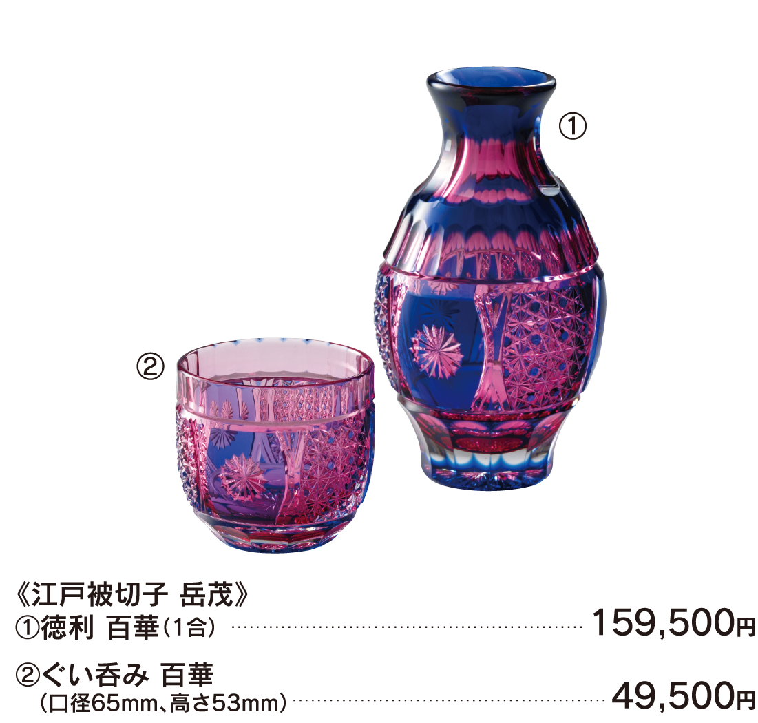 江戸被切子 岳茂 徳利 百華 ぐい呑み 百華