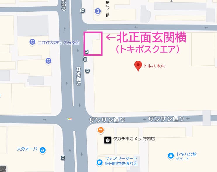 北正面玄関横(トキポスクエア)の地図